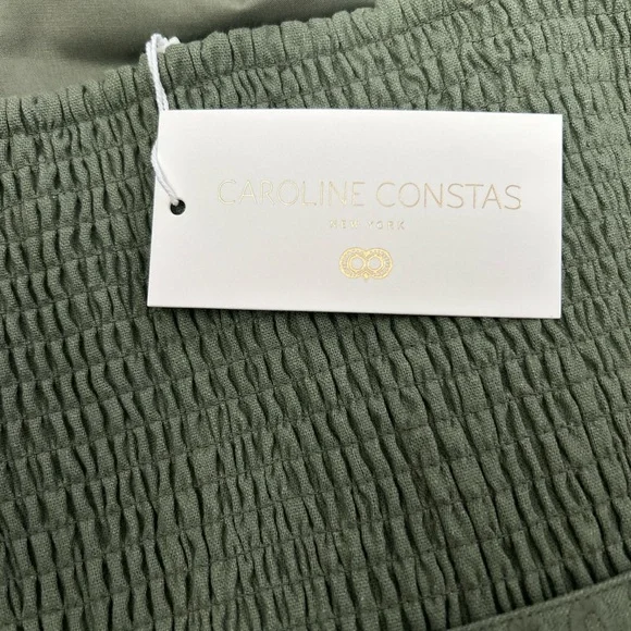 Caroline Constas Cutwork Linen Romper Olive Green Size L NWT $345 - Picture 9 of 12